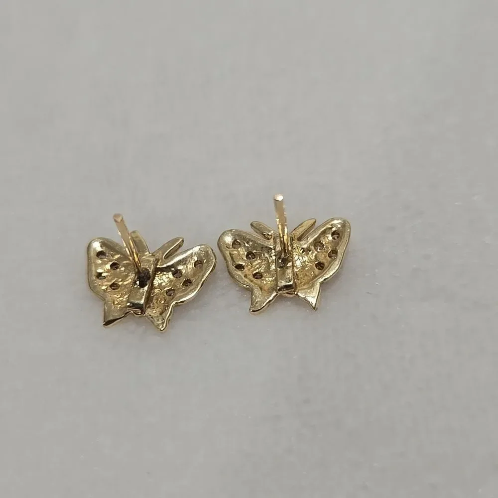 14k Solid Gold Butterfly Stud Earrings